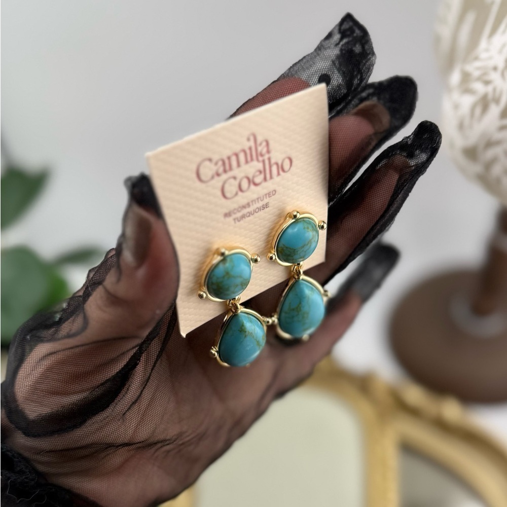 Camila Coelho Reconstituted Turquoise Drop Earrings - Picture 6 of 8